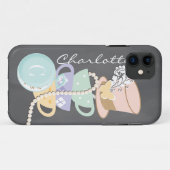 Monogram Mad Hatter Teacups en Pet Case-Mate iPhone Case (Achterkant (horizontaal))