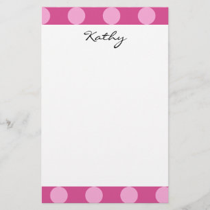 Monogram Magenta Roze Chic Polka Puntpatroon Briefpapier