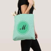 Monogram Magische Mint en Witte Polka Dot Draagtas (Dichtbij)