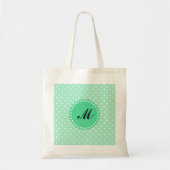 Monogram Magische Mint en Witte Polka Dot Tote Bag (Voorkant)