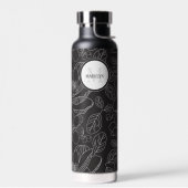 Monogram magnolia illustratie Gepersonaliseerd Waterfles (Links)