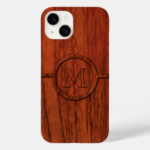 Monogram Mahogany Wood Print Case-Mate iPhone 14 Hoesje
