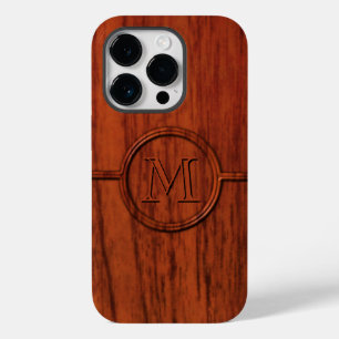 Monogram Mahogany Wood Print Case-Mate iPhone 14 Pro Hoesje