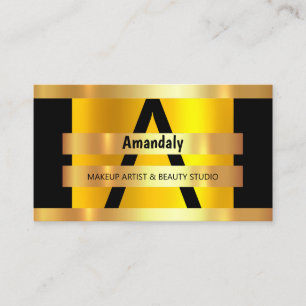 Monogram Makeup Artist Hair Salon Black Gold VIP Visitekaartje