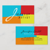 Monogram Makeup kunstenaar Modern Retro kleuren #4 Visitekaartje (Voorkant / Achterkant)