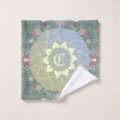 Monogram Mandala en Wildflower Bad Handdoek (Wasdoekje)
