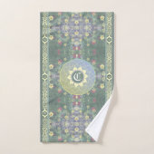 Monogram Mandala en Wildflower met Arabische Tegel Bad Handdoek (Handdoek)