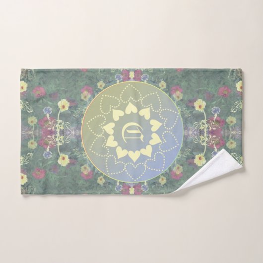 Monogram Mandala et Fleur sauvage (Serviette à main)