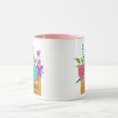 Monogram mandje bloemen Waterverf Mok (Midden)