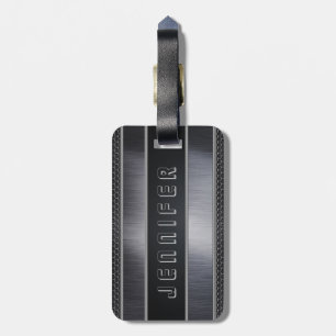 Monogram mannelijk Metallic Zilver Grijs & Zwart Bagagelabel