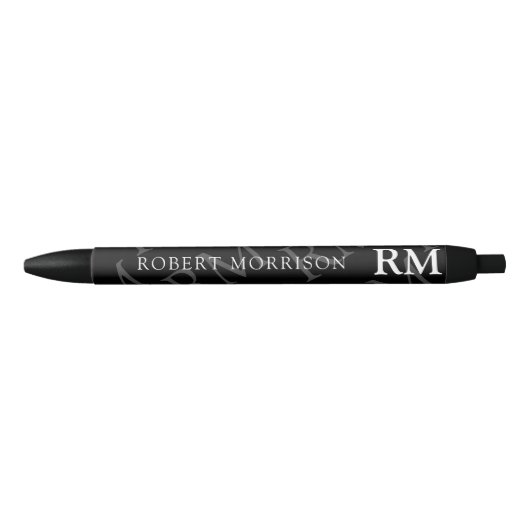 Monogram mannelijk voor hem elegant zwarte inkt pen (Voorkant)