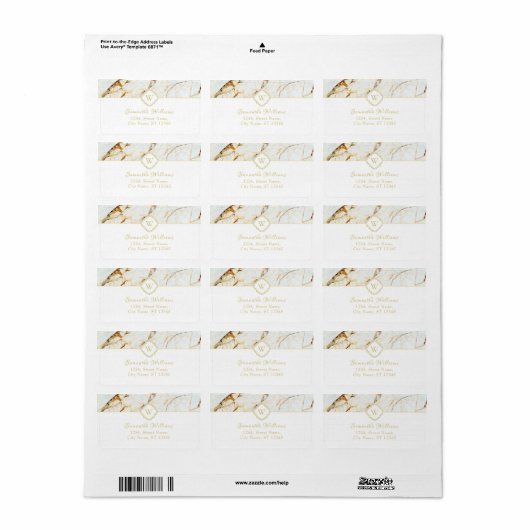Monogram Marble Elegant Classy Address Label (Full Sheet)