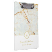Monogram Marble Elegant White Gold Cliboard Klembord (Rechts)