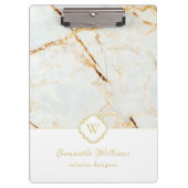Monogram Marble Elegant White Gold Cliboard Klembord (Voorkant)