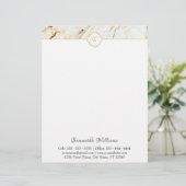 Monogram Marble Elegant White Gold Letterhead Briefhoofd (Staand voorkant)