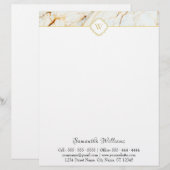 Monogram Marble Elegant White Gold Letterhead Briefhoofd (Voorkant / Achterkant)