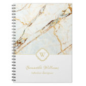 Monogram Marble Elegant White Gold Notitieboek (Voorkant)