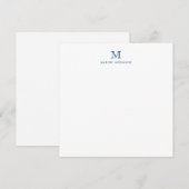 Monogram Marine Blauw Eenvoudige Moderne Typografi Notitiekaartje (Voorkant / Achterkant)