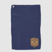 Monogram Marine Blauw Goud Naam Gepersonaliseerd Golfhanddoek (Voorkant)