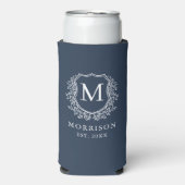Monogram Marine Blauwe Crest Botanische Huwelijk (Seltzer Voorkant)