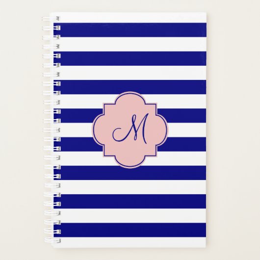 Monogram Marine bleu et bébé rose Motif rayé (Devant)