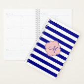 Monogram Marine bleu et bébé rose Motif rayé (Devant avec enveloppe)