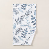Monogram Marine Blue Gold Botanique Feuilles Ferns (Serviette à main)
