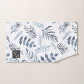 Monogram Marine Blue Gold Botanique Feuilles Ferns (Serviette à main)