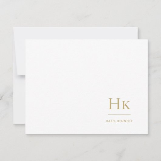 Monogram Marine Blue Gold Elegant Carte pour notes (Devant)