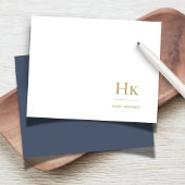 Monogram Marine Blue Gold Elegant Carte pour notes