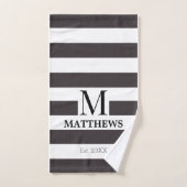 Monogram Marine Blue Stripes Family Beach House (Serviette à main)