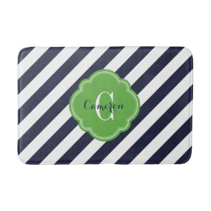 Monogram marine- en Green Preppy Stripes Badmat