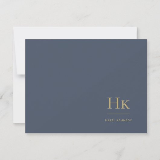 Monogram Marine or Simple Elegant Carte pour notes (Dos)