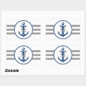 Monogram | Marineblauw anker Rechthoekige Sticker (Vel)