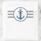 Monogram | Marineblauw anker Rechthoekige Sticker (Tas)