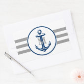 Monogram | Marineblauw anker Rechthoekige Sticker (Envelop)