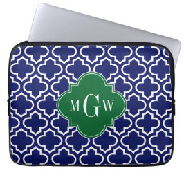Monogram marinehout Marokkaans #6 Forest Grn 3 Ini Laptop Sleeve