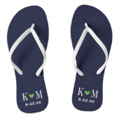 Monogram marinescheepvaart en groene moderne bruil teenslippers (Voetbed)