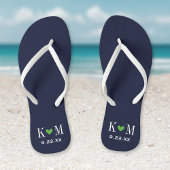 Monogram marinescheepvaart en groene moderne bruil teenslippers