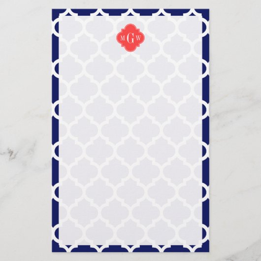 Monogram marineslein Marokkaans #5 Coral Red 3 Ini Briefpapier (Voorkant)