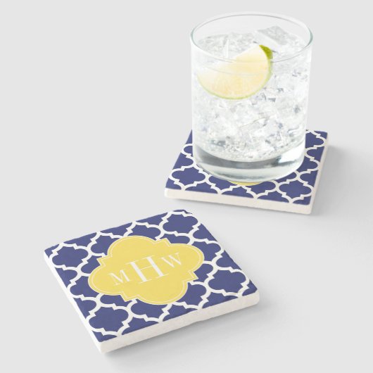 Monogram marineslein Marokkaans #5 Pineappel 3 Ini Stenen Onderzetter (Zijkant)