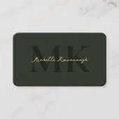 Monogram Marketing Professioneel Modern Donkergroe Visitekaartje (Voorkant)