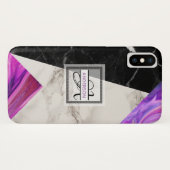 Monogram marmer Black Pink Paars Geometric Case-Mate iPhone Case (Achterkant (horizontaal))