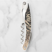 Monogram marmer geode black faux Gold chic Kurkentrekker (Voorkant)