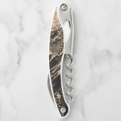 Monogram marmer geode black faux Gold chic Kurkentrekker (Achterkant)