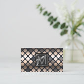 Monogram | Marmer | Luxe Metalen Patroon Visitekaartje (Staand voorkant)