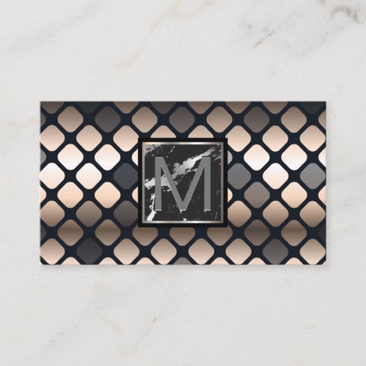 Monogram | Marmer | Luxe Metalen Patroon Visitekaartje (Voorkant)