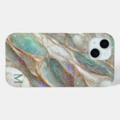 Monogram Marmer Moeder van Parel Gouden Aders Luxe Case-Mate iPhone Case (Achterkant (horizontaal))