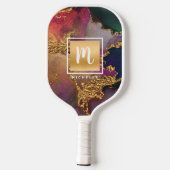 Monogram Marmer Waterverf Gold Paars Groen Blauw Pickleball Paddle (Achterkant)