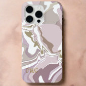 Monogram marmeren blos roze abstract goudwit Case-Mate iPhone case